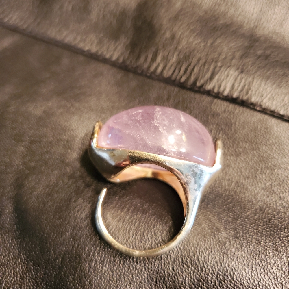 Rose quartz Italian silver ring  adjustable - Picture 3 of 4